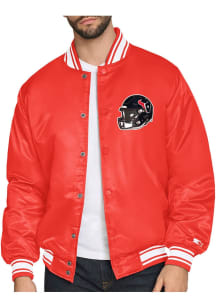 Starter Houston Texans Mens Red Triangle Satin Varisty Medium Weight Jacket