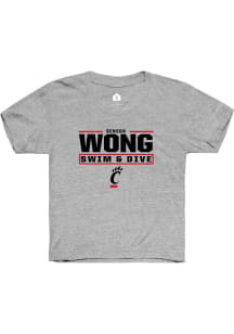 Benson Wong Cincinnati Bearcats Youth Grey NIL Stacked Box Player Tee