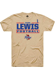 Champ Lewis Tulsa Golden Hurricane Brown Football NIL Stacked Box Short Sleeve Player T Shirt