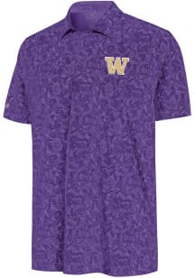 Antigua Washington Huskies Mens Purple Lush Short Sleeve Polo
