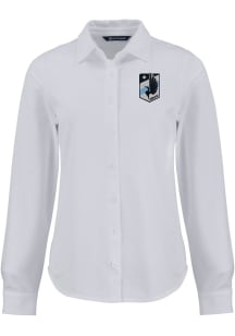 Cutter and Buck Minnesota United FC Womens Advantage Soft Pique Long Sleeve White Dress Shirt