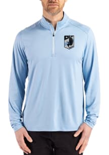 Cutter and Buck Minnesota United FC Mens Light Blue Coastline Long Sleeve Qtr Zip Pullover