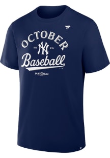 New York Yankees Navy Blue 2025 Postseason Participant Locker Room Short Sleeve T Shirt