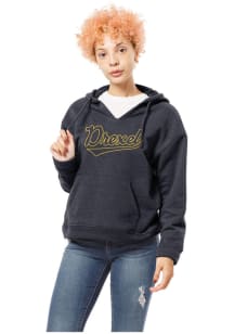Drexel Dragons Womens Navy Blue V Notch Hooded Sweatshirt