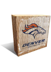 Denver Broncos Team Logo 6x6 Block Sign - Orange