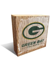 Green Bay Packers Team Logo 6x6 Block Sign - Green