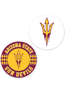 Arizona State Sun Devils Argyle and Logo Car Coaster - Maroon