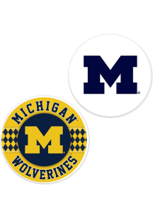 Michigan Wolverines Argyle and Logo Car Coaster - Yellow