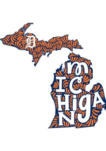 Detroit Tigers 3in State Name Stickers - Orange