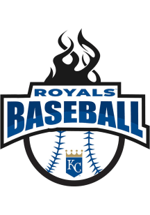 Kansas City Royals 3in Baseball Flames Stickers - Blue