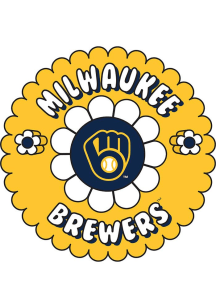 Milwaukee Brewers 3in Groovy Flower Stickers - Navy Blue