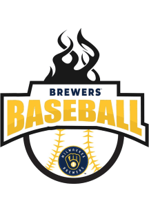 Milwaukee Brewers 3in Baseball Flames Stickers - Navy Blue