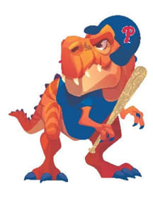 Philadelphia Phillies 3in Tyrannosaurus Stickers - Blue