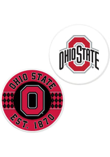 Ohio State Buckeyes Argyle and Logo Car Coaster - Red