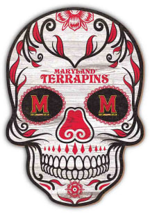 Maryland Terrapins 12in Sugar Skull Sign - Red