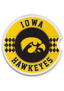 Iowa Hawkeyes Argyle Car Coaster - Yellow