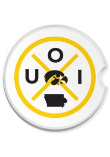 Iowa Hawkeyes Location Car Coaster - Yellow
