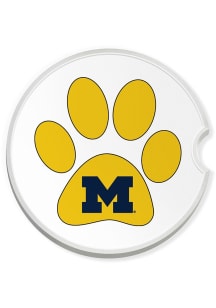 Michigan Wolverines Paw Print Car Coaster - Yellow