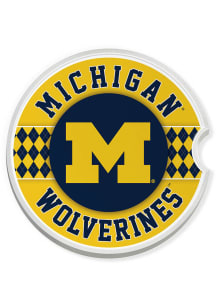 Michigan Wolverines Argyle Car Coaster - Yellow