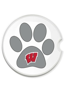 Wisconsin Badgers Paw Print Car Coaster - Red