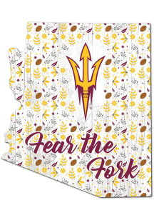 Arizona State Sun Devils Floral State Sign - Maroon