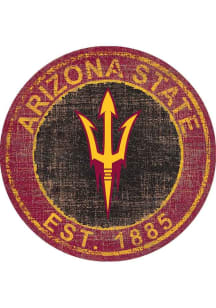 Arizona State Sun Devils Round Heritage Logo Sign - Maroon