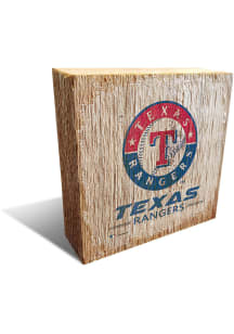 Texas Rangers Team Logo 6X6 Block Sign - Blue