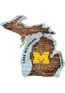 Michigan Wolverines 12 Mini Roadmap State Sign Sign - Blue