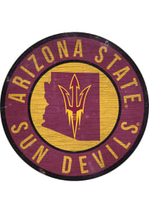 Arizona State Sun Devils 12 in Circle State Sign - Red