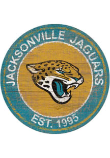 Jacksonville Jaguars Round Heritage Logo Sign - Teal