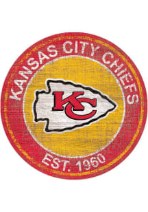 Kansas City Chiefs Round Heritage Logo Sign - Red