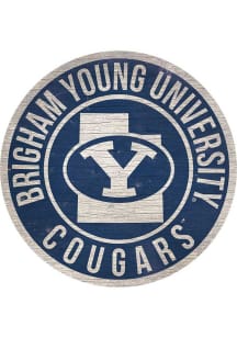 BYU Cougars 12 in Circle State Sign - Blue