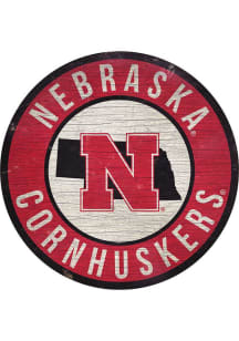 Nebraska Cornhuskers 12 in Circle State Sign - Red