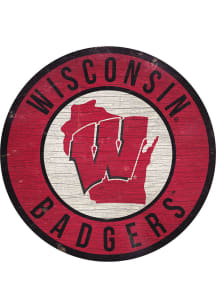 Wisconsin Badgers 12 in Circle State Sign - Red