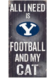 BYU Cougars Football and My Cat Sign - Navy Blue