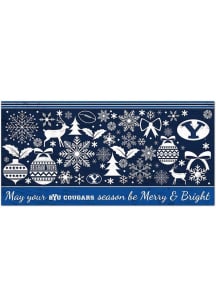 BYU Cougars Merry and Bright Sign - Navy Blue