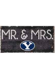 BYU Cougars Mr and Mrs Sign - Navy Blue