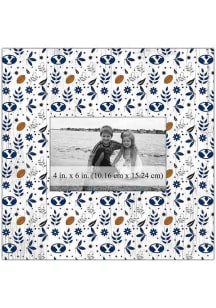 BYU Cougars Floral Pattern Picture Frame - Navy Blue