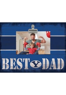 BYU Cougars Best Dad Striped Clip Picture Frame - Navy Blue