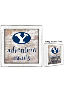 BYU Cougars Adventure Awaits Box Sign - Navy Blue