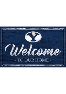 BYU Cougars Team Welcome 11x19 Sign - Navy Blue