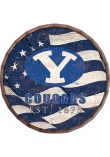 BYU Cougars Flag 16 Inch Barrel Top Sign - Navy Blue