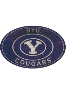 BYU Cougars 46 Inch Heritage Oval Sign - Navy Blue