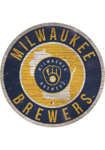 Milwaukee Brewers 12 in Circle State Sign - Navy Blue