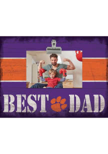 Clemson Tigers Best Dad Striped Clip Picture Frame - Orange