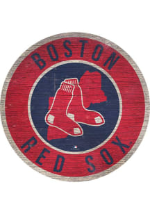 Boston Red Sox 12 in Circle State Sign - Red