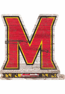Maryland Terrapins Distressed Logo Cutout Sign - Red