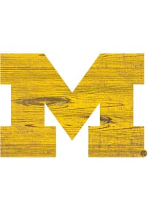Michigan Wolverines Distressed Logo Cutout Sign - Blue
