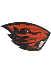 Oregon State Beavers Distressed Logo Cutout Sign - Orange
