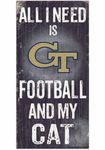 GA Tech Yellow Jackets Football and My Cat Sign - Blue